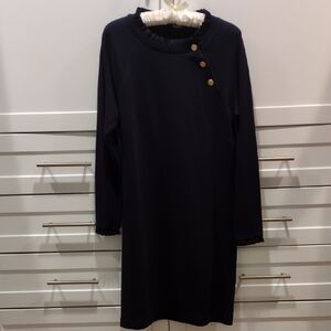 Talbots Navy Dress with Gold Accents